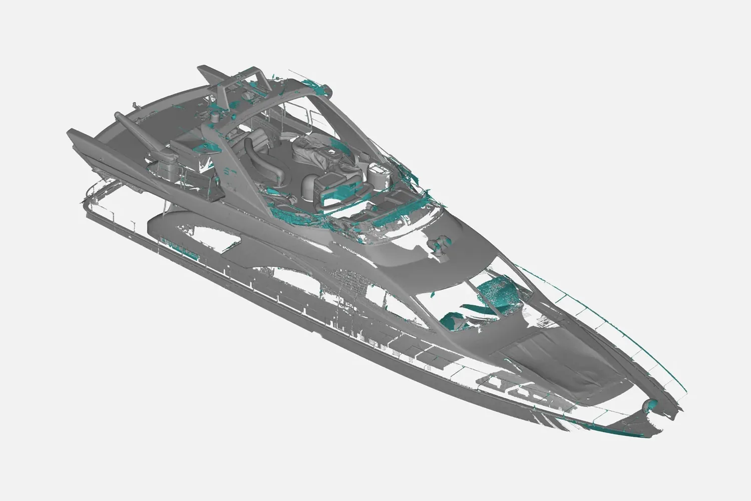 3D scan of a luxury motor yacht