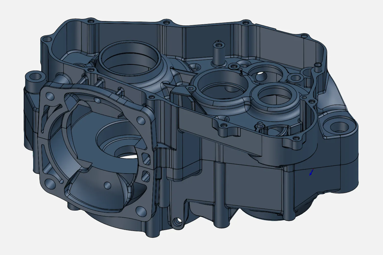 CAD model of an engine crankcase casting