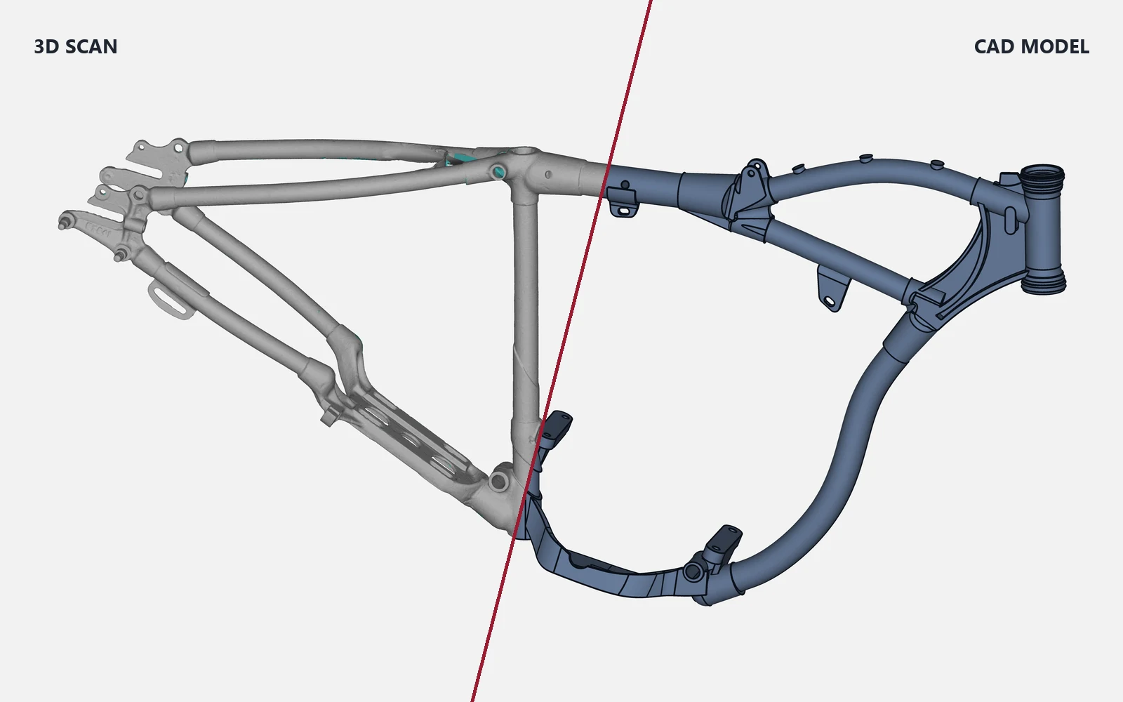 3D scan to CAD reverse engineering of a motorcycle tubular frame